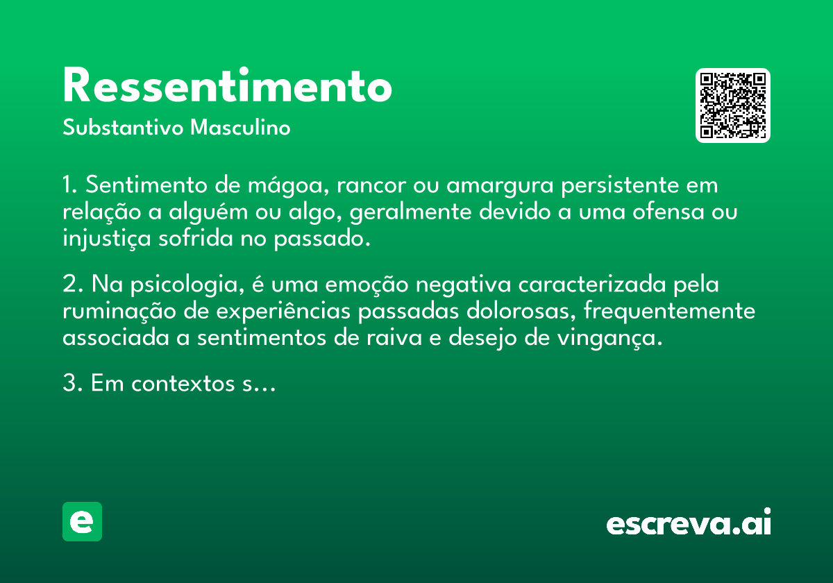 RESSENTIMENTO (recebi está mensagem e gostei), por isso decidi compartilhar aqui.